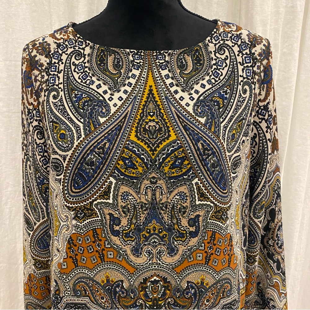 Joseph Ribkoff Multicolor‎ Paisley Design, Fringe - Picture 3 of 5